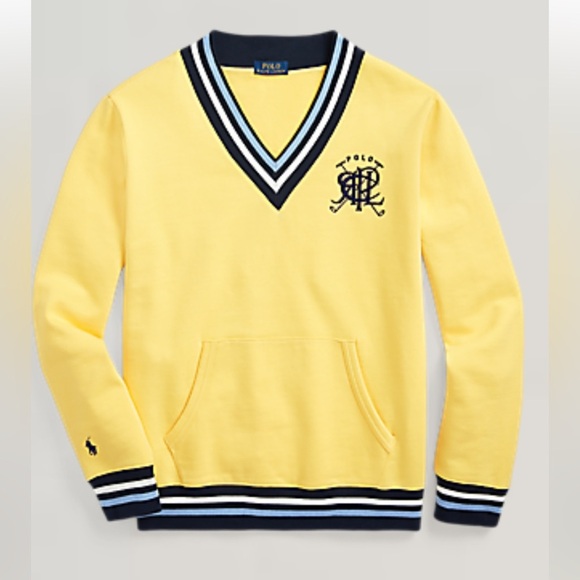 Polo Ralph Lauren Athletic Fleece Sweatshirt Embroidered Crest Size XL Cricket - Picture 1 of 11